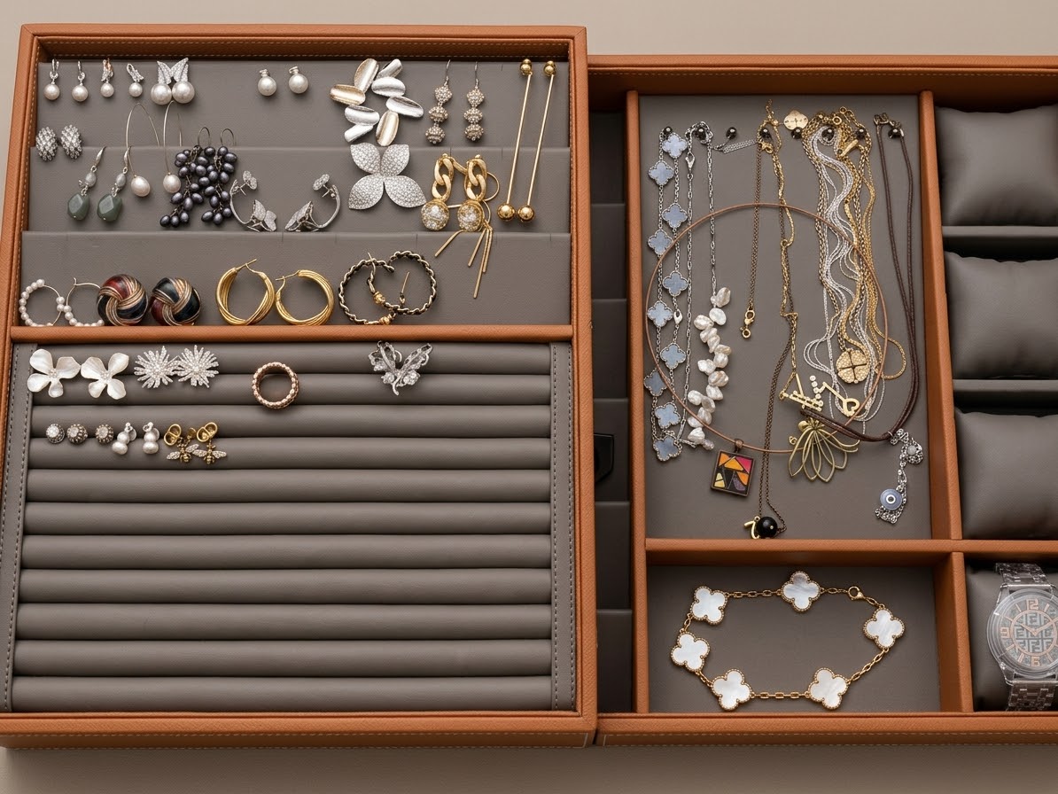 Custom Drawer Inserts | Stackable 2-Tier with Sliding Upper Tray For Jewelry
