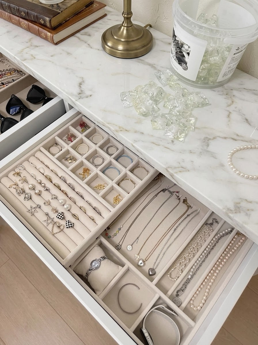 Custom Drawer Inserts | Stackable 2-Tier with Sliding Upper Tray For Jewelry
