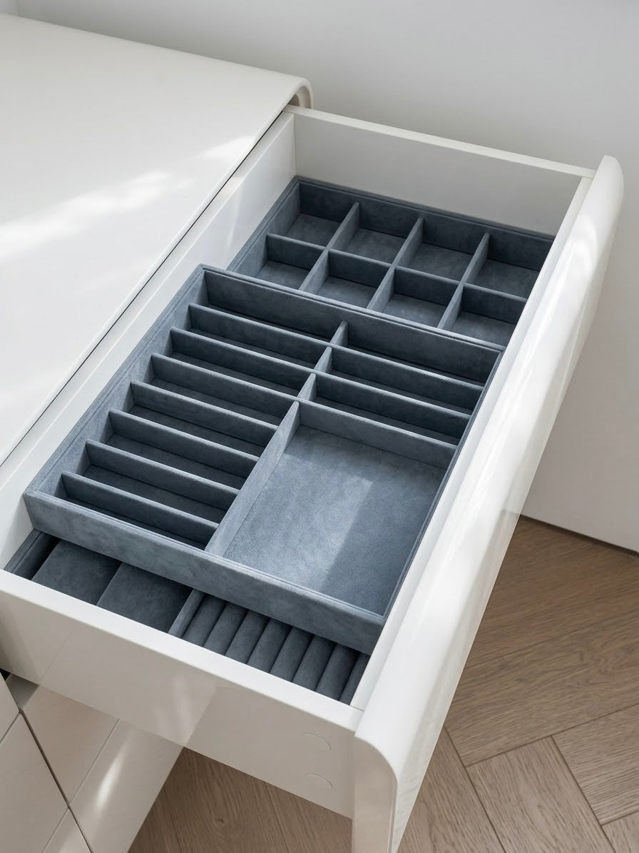 Custom Drawer Inserts | Stackable 2-Tier with Sliding Upper Tray For Jewelry