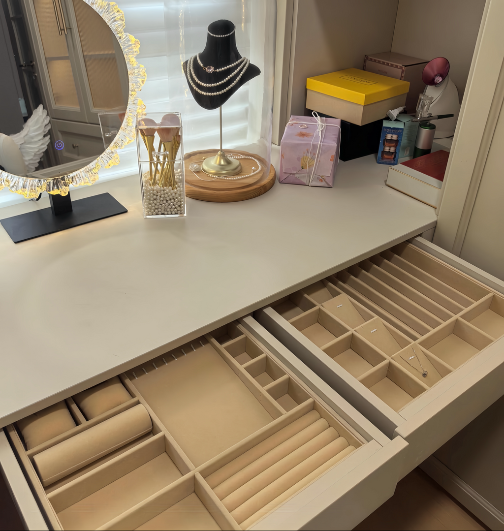 Custom Jewelry Drawer Insert | Velvet or Leather Organizer