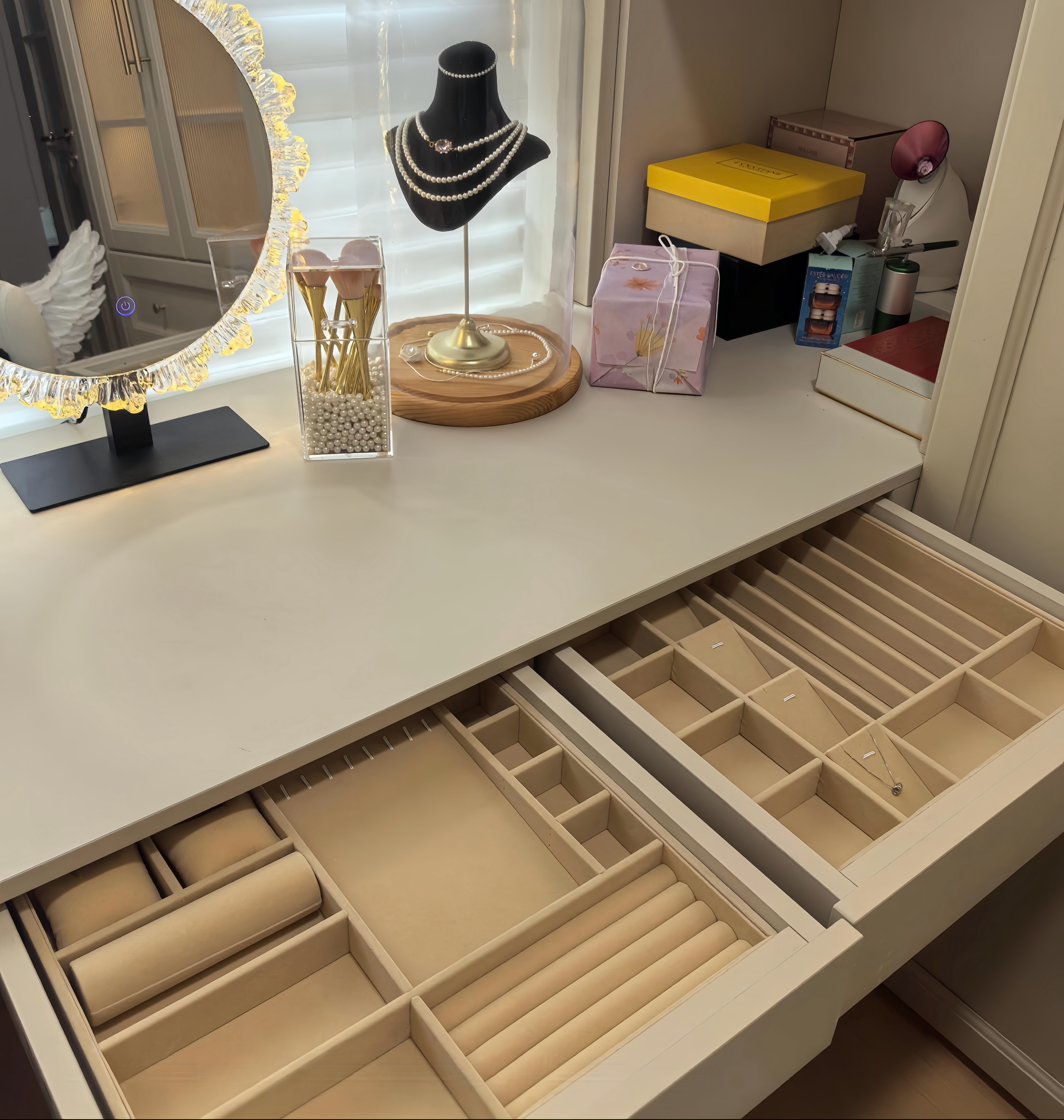 Custom Jewelry Drawer Insert | Velvet or Leather Organizer